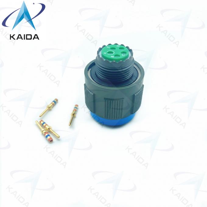 5-Male Contact Gold Crimp Plug Connector Threaded in Olive Green Cadmium Finish D38999/26WB05PN 8D Series 1