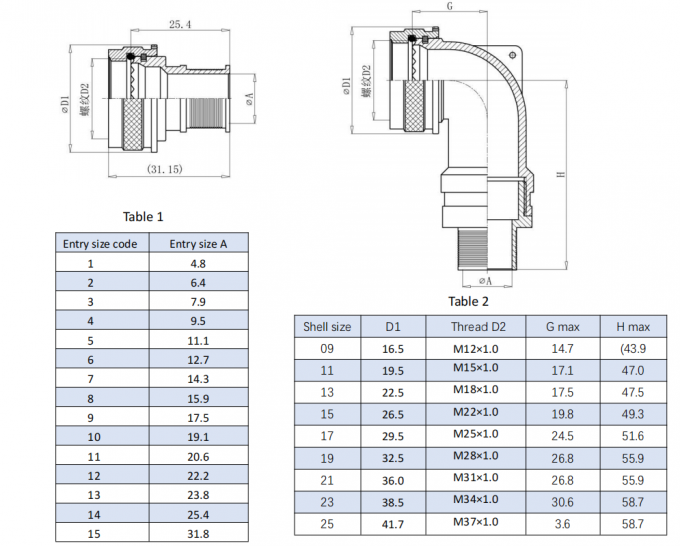 90° Spin Coupling Electroless Nickel EMI/RFI Connector Backshell J599Ⅲ15FJA90FA-07 5