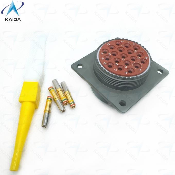 MIL-DTL-26482 Circular Connector Type Square Flange Receptacle for Heavy-Duty Machinery.MS3476W25-19PN.Olive Green Cadmium Plating with 19 Pins. 1