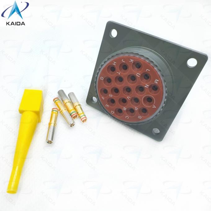 MIL-DTL-26482 Circular Connector Type Square Flange Receptacle for Heavy-Duty Machinery.MS3476W25-19PN.Olive Green Cadmium Plating with 19 Pins. 3