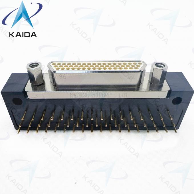 MIL-DTL-83513 51 Contact Right Angle Micro D Connectors -55 To 125.C.MWDM2L-51PBRP-110 MWDM Series 51 PCB Contacts 2