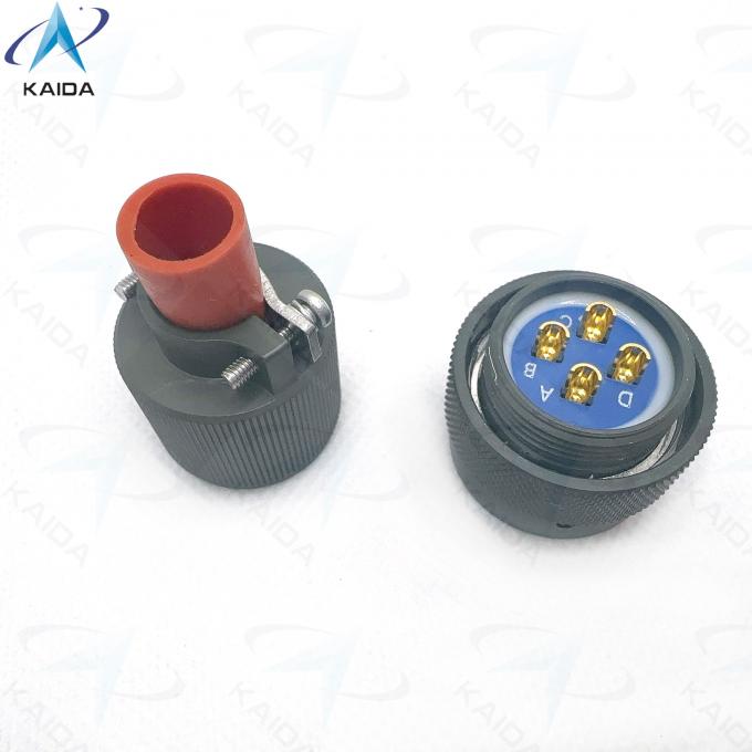 Secure and Durable Circular Electrical Connector -55C To 125C for Industrial Applications,Y50EX-1404TK02L  ,Y50EX Series Plug with Straight Cable Clamp,Olive Drab Anodized 3